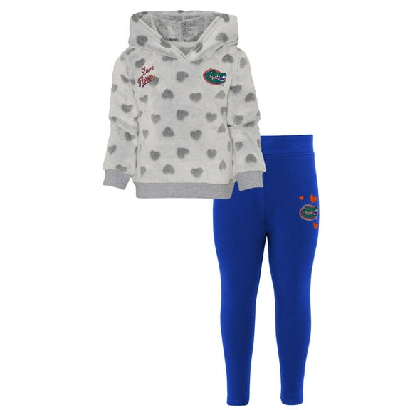 Girls Preschool Gray/Royal Florida Gators Heart to Heart Hoodie & Leggings Set