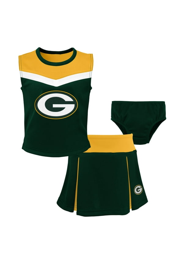 Girls Preschool Green Green Bay Packers Spirit Cheerleader Two-Piece Set with Bloomers