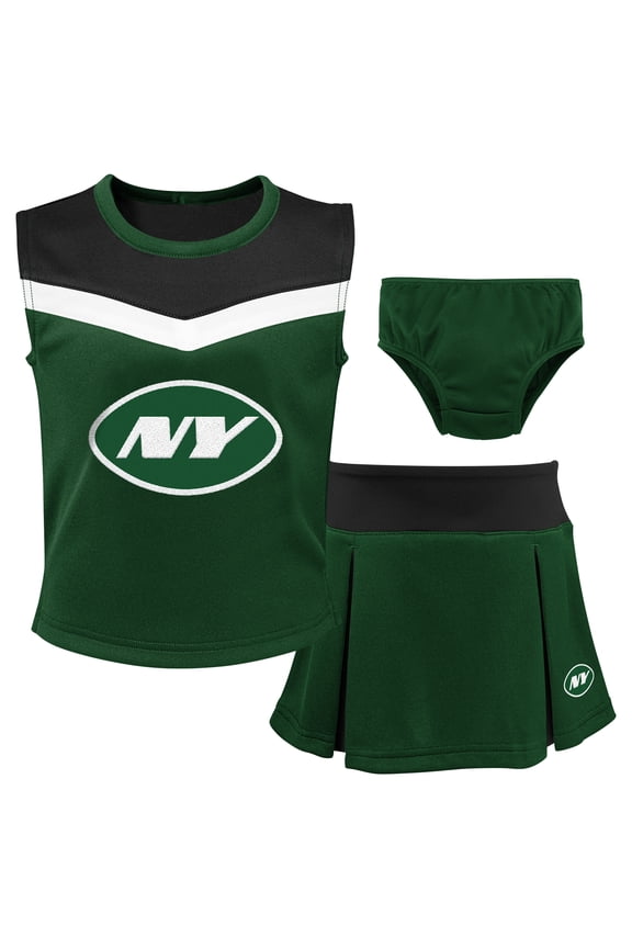 Girls Preschool Green New York Jets Spirit Cheerleader Two-Piece Set with Bloomers