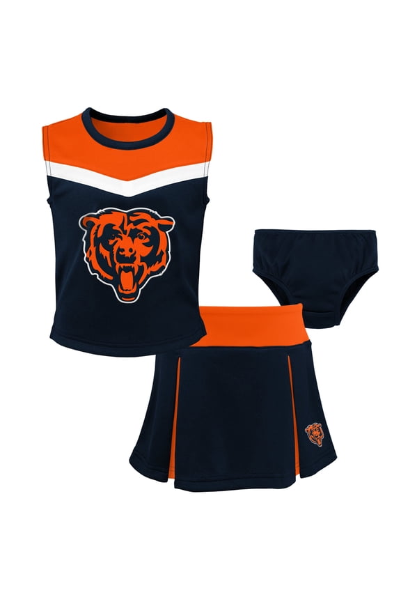 Girls Preschool Navy Chicago Bears Spirit Cheerleader Two-Piece Set with Bloomers