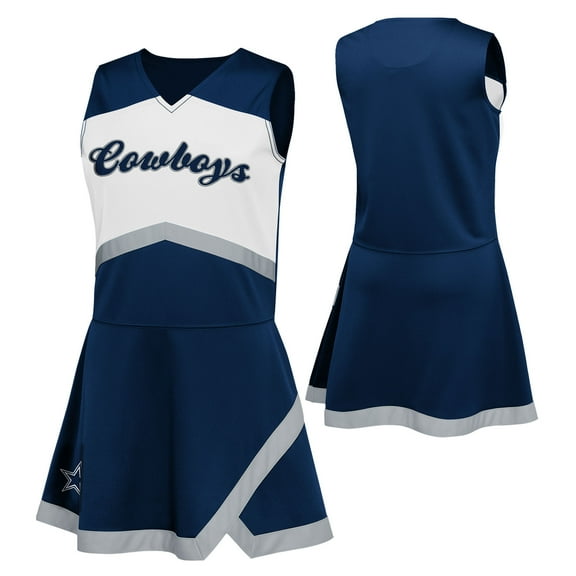 Girls Preschool Navy Dallas Cowboys Two-Piece Cheer Captain Jumper Dress with Bloomers Set