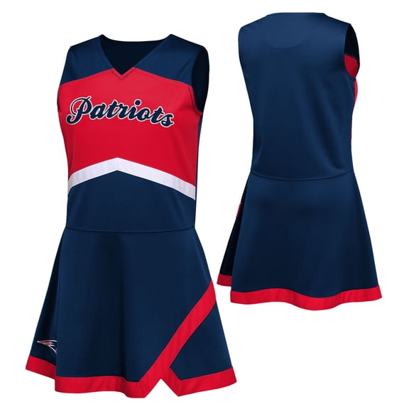 Girls Preschool Navy New England Patriots Two-Piece Cheer Captain Jumper Dress with Bloomers Set