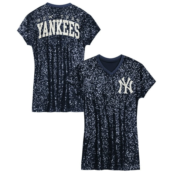 Girls Preschool Navy New York Yankees Sequin V-Neck Dress