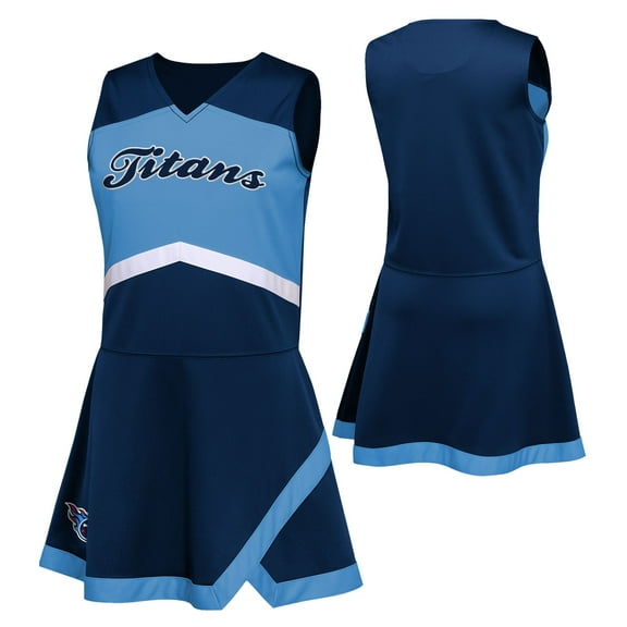 Girls Preschool Navy Tennessee Titans Two-Piece Cheer Captain Jumper Dress with Bloomers Set