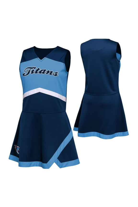 Girls Preschool Navy Tennessee Titans Two-Piece Cheer Captain Jumper Dress with Bloomers Set