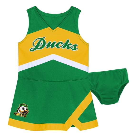 Girls Preschool Outerstuff Green Oregon Ducks Two-Piece Cheer Captain Jumper Dress & Bloomers Set