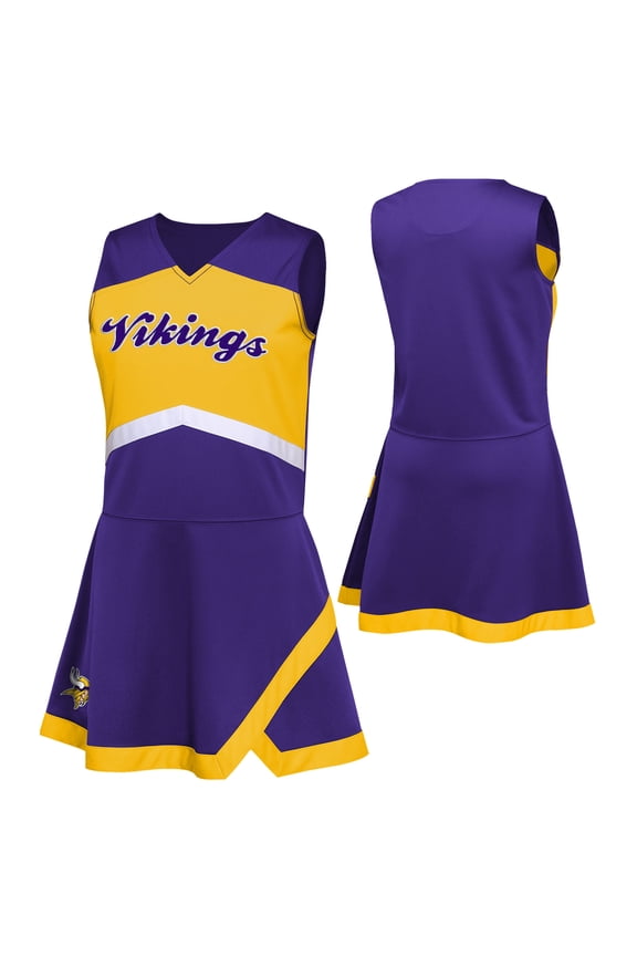 Girls Preschool Purple Minnesota Vikings Two-Piece Cheer Captain Jumper Dress with Bloomers Set