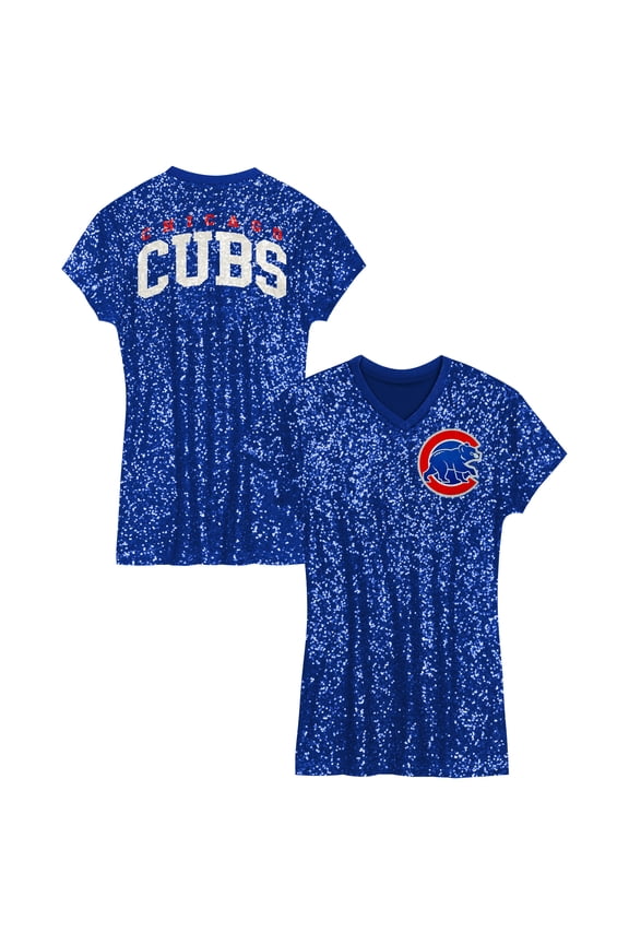 Girls Preschool Royal Chicago Cubs Sequin V-Neck Dress