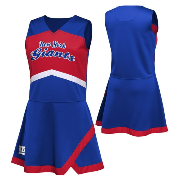 Girls Preschool Royal New York Giants Two-Piece Cheer Captain Jumper Dress with Bloomers Set