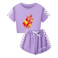 thumbnail image 1 of Girls Preston Playz Game Apparel – Flame Graphic Crop Tee and Casual Shorts Set Summer Outfit for Young Fans, 1 of 4