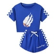 thumbnail image 1 of Girls PrestonPlayz Flame Shirt and Shorts – 2 Piece Summer Set with Checker Print Trim Trendy Gaming Clothes, 1 of 4
