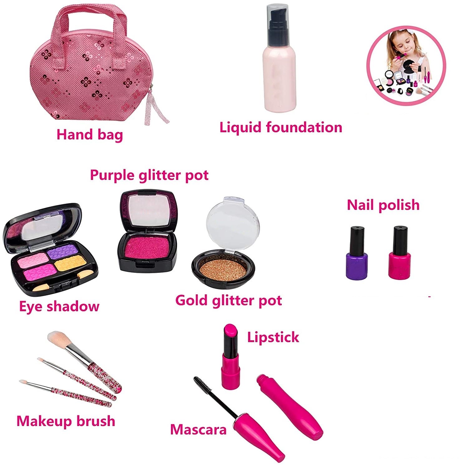 Girls Pretend Makeup set, safe and no real makeup substance, so no