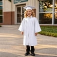 thumbnail image 1 of Girls Primary School Graduation Cap And Gown For Toddlers White Gown Class Of 2026 Kids Ceremony Party Gift 9-10 Years, 1 of 10