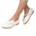 thumbnail image 1 of Girls Princess Ballet Flats Dress Shoes White Pearl Bow Mary Janes for Toddler Little Big Kids Wedding Party, 1 of 8