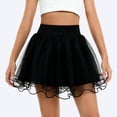 thumbnail image 1 of Girls Princess Ballets Skirts Tulles Mini Skirts for Girls Layered Mesh Dance Skirts Elastic Waist Flowy Dance Party Dress-Up Skirt Black 12-13Y, 1 of 3