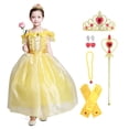 thumbnail image 1 of Girls' Princess Yellow Costumes Princess Dress up Halloween Costume with Accessories for Child 5/6, 1 of 5
