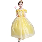 open lace back dress Amazon.com: CinheyU Girls Belle Princess Birthday Dress Beauty and the  Beast Costume Halloween Christmas Cosplay Party Ball Gown Yellow 000 3T :  Clothing, Shoes & Jewelry