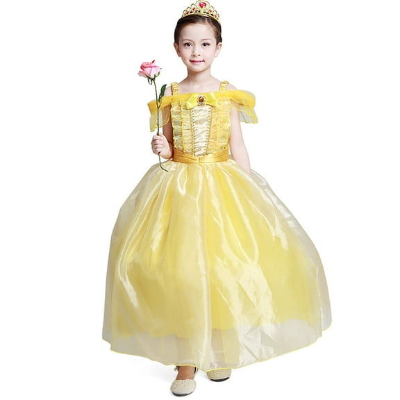 Girls' Princess Yellow Costumes Princess Dress up Halloween Costume for Child 3/4