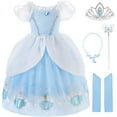 thumbnail image 1 of Girls Princess Cinderella Costume Dress Birthday Fancy Dress Halloween Party Accessories, 1 of 7