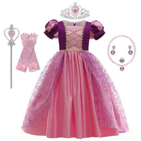 Girls Princess Costume Birthday Party Cosplay Dress with Accessories