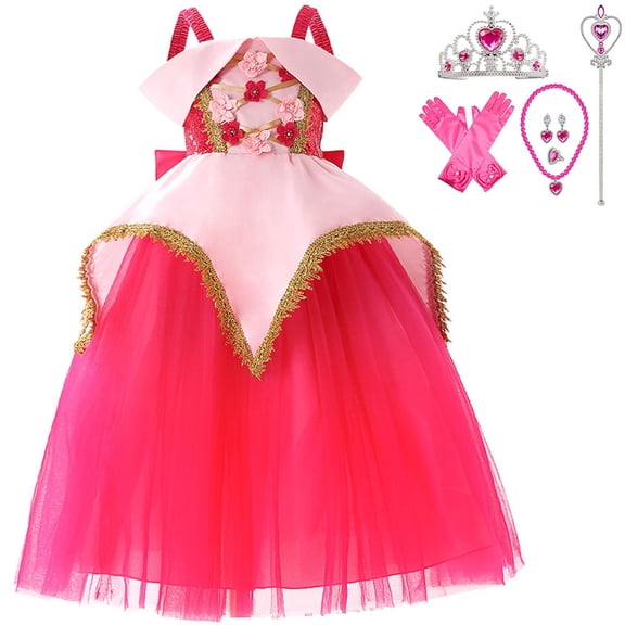 Girls Princess Costume Off Shoulder Dress Halloween Party with Accessories