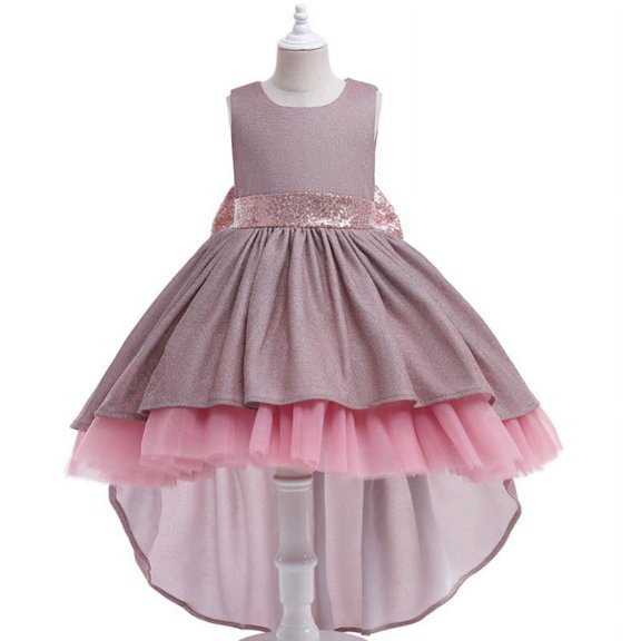 Girls Princess Costume Trailing dress Fancy Wedding Birthday Party Dress 3-9T