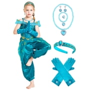 strapless open back dress Disney Princess Jasmine Cosplay Dress Leggings and Headband 3 Piece Set main image 1