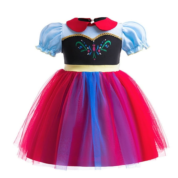 Girls' Princess Costumes Anna Dress Up Halloween Birthday Fancy Party Dress