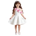 thumbnail image 1 of Girls Princess Dress 3D Flower Formal Party Gown Cute Short Cami Dress for Easter Wedding Birthday Graduation (3 Years, White), 1 of 6