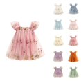 thumbnail image 1 of Girls Princess Dress Flower Girl Dress Ball Gown Flutter Sleeve Tulle Embroidered 3D Flower Floral Embroidery Party Holiday Elegant Fancy Dresses for Girls 3-24M, 1 of 8