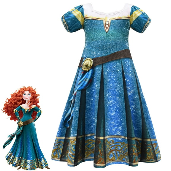 Girls Princess Dress Merida Costume Birthday Party Hallowen Cosplay Dress Up
