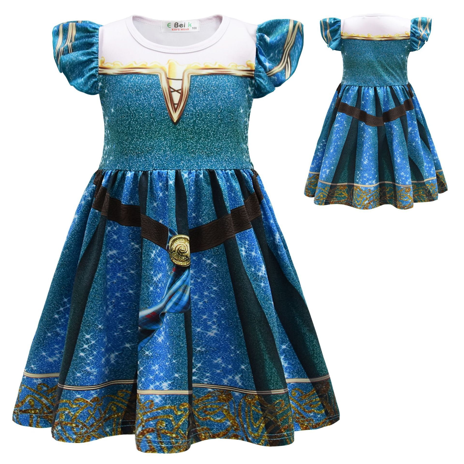 Girls Princess Dress Merida Costume Birthday Party Hallowen Cosplay ...