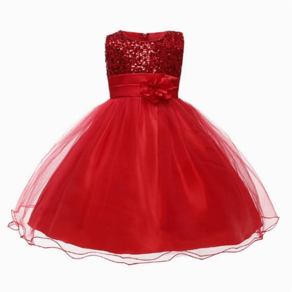 Girls Princess Dress Sequin Tulle Flower Pageant Birthday Party Wedding Bridesmaid Girl Dresses