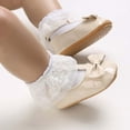 thumbnail image 1 of Girls Princess Dress Shoes, Cute Flower Mary Jane Flats for Flower Girl Party Wedding Beige 4, 1 of 7
