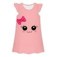 thumbnail image 1 of Girls Princess Dress Size 6-7 Years Cute Cat Nightgown Princess Dress Summer Dress July 4th Cartoon Printed Flutter Sleeve Girls Loungewear Girls Sleepshirt #Hot Pink, 1 of 2