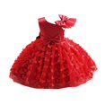 thumbnail image 1 of Girls' Princess Dress Sleeveless Tulle Dress with Bowknot and 3D Butterfly Appliques for Special Occasions and Parties, 1 of 5