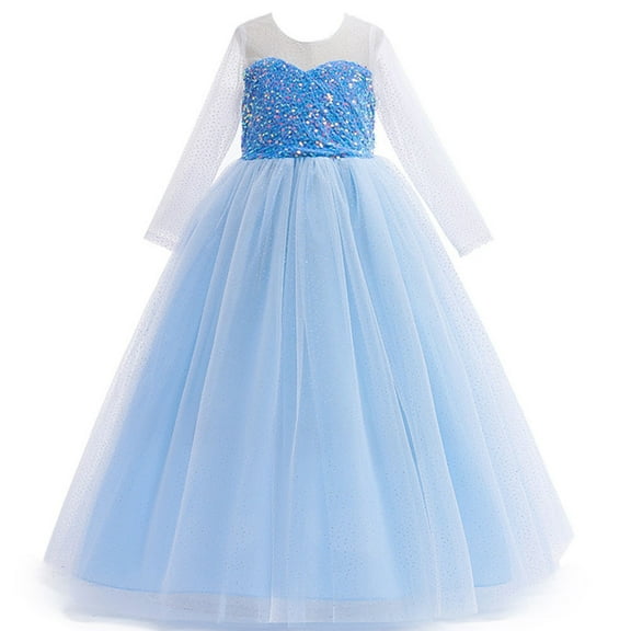 Girls Princess Dress Snow Party Queen Halloween Costume Cosplay Dress Up