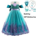 thumbnail image 1 of Girls Princess Dress Up Lace Off Shoulder Evening Elegant Mermaid Dress with Accessories, 1 of 9