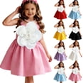 thumbnail image 1 of Girls Princess Dress with 3D Flower Sleeveless Formal Party Gown Easter Wedding Birthday Cute Short Dress (7 Years, Pink), 1 of 8
