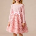 thumbnail image 1 of Girls Princess Dress with 3D Flowers Long Sleeve Party Dress for Birthday Holiday Church Pink,Size 7-8 T, 1 of 6