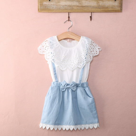 Girls Princess Dresses 2T 3T 4T 5T 6T 7T Girl Flower Denim Dresses Party Princess Clothes