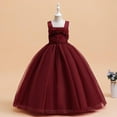 thumbnail image 1 of Girls Princess Dresses 3D Floral Pageant Gown 6-17 Years Sleeveless Solid Color Stereo Flower Decor Tulle Fluffy Tutu Dress Elegant Princess Dress for Birthday Wedding Piano Performance Red, 1 of 7