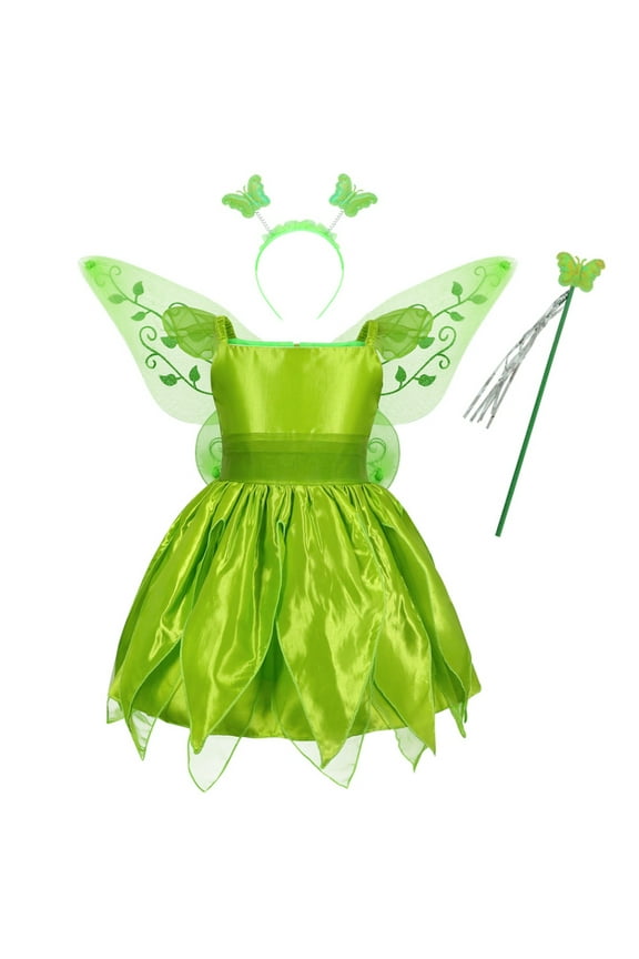 Girls Princess Fairy Elf Costume Dress Fancy Halloween Birthday Party Outfit