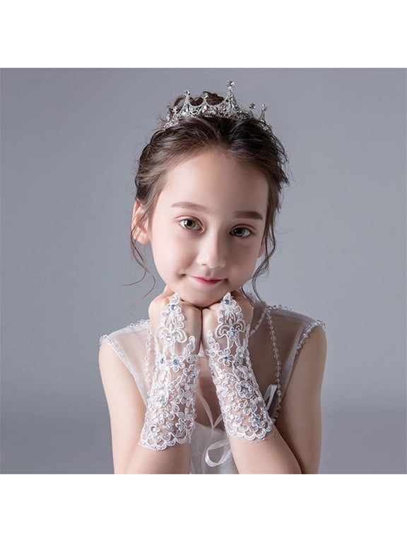 Girls Princess Gloves Girls Dress Glove Lace Diamond Photography CostumeB.hc WA