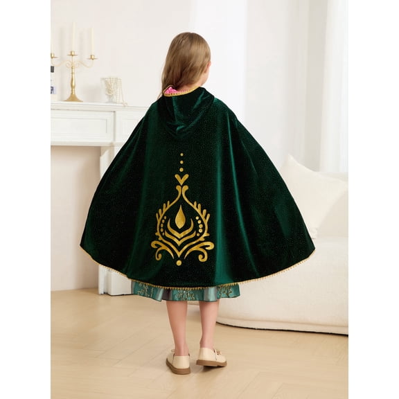 Girls Princess Hooded Luxurious Velvet Cape Kids Princess  Hooded Cape