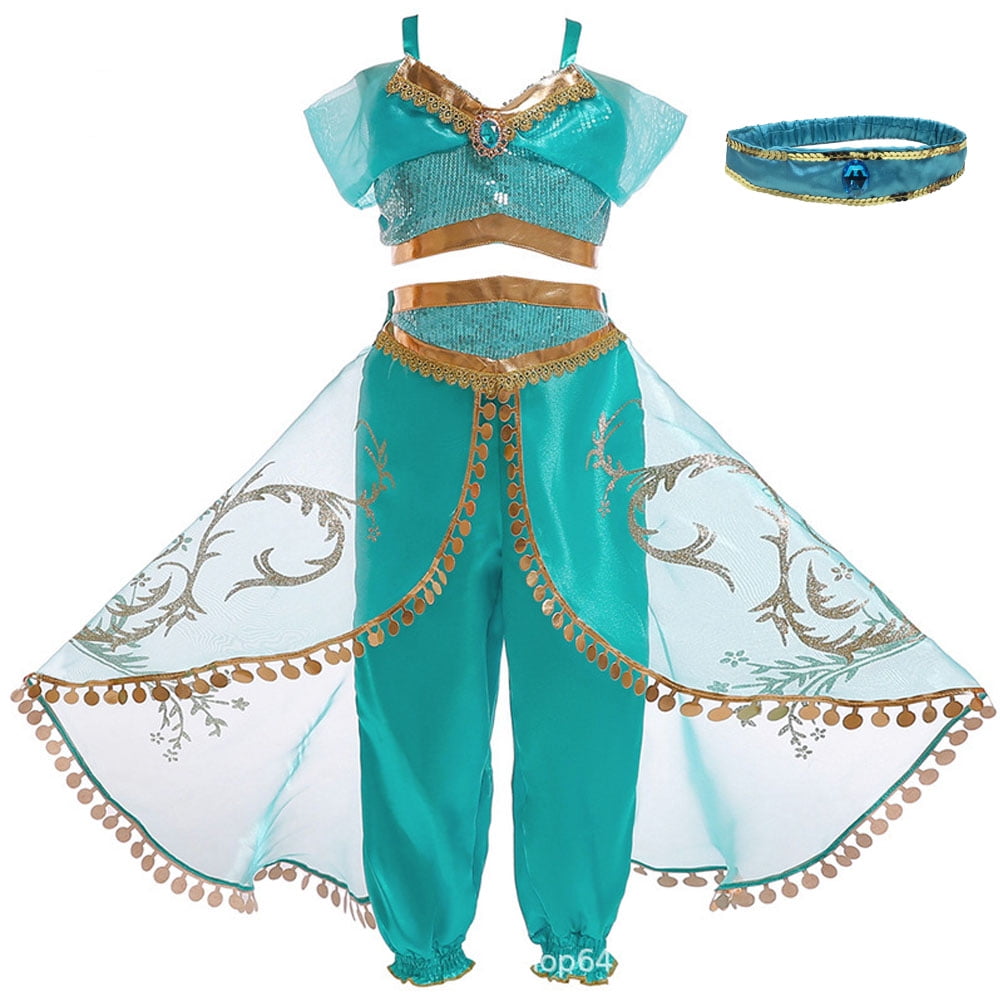 Vintage 90s Disney Aladdin Princess Jasmine Costume Bodysuit Romper Pajamas  14 L