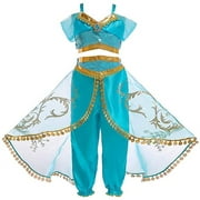 Girls Princess Jasmine Costume Halloween Party Dress Up