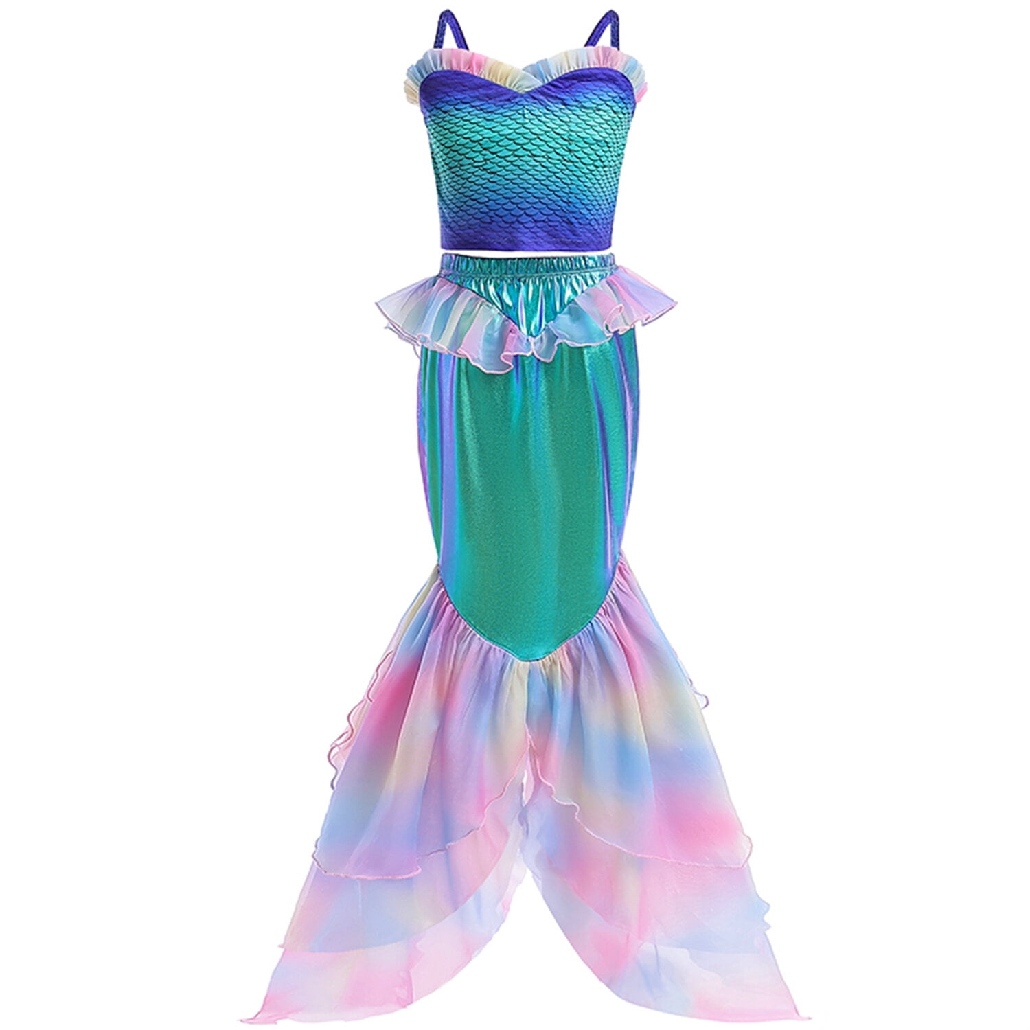 Little Girls Mermaid Princess Costume Cosplay Dress for Halloween Party