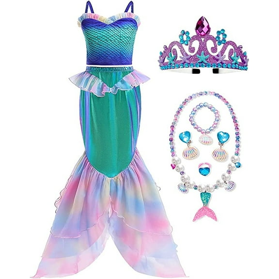 Girls Princess Mermaid Costume Cosplay Party Dress Little girls Mermaid Dress outfit with Accessories