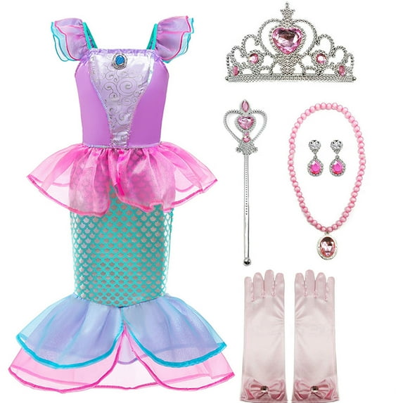 Girls Princess Mermaid Costume Cosplay Party Dress